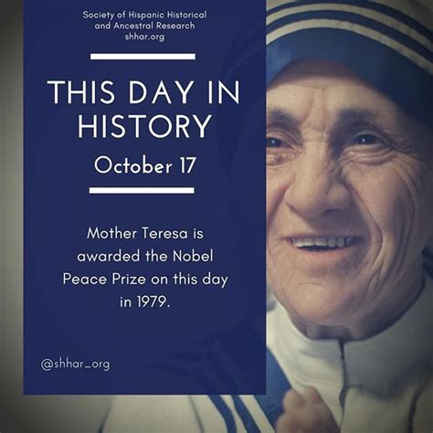 This day in History: October 17: Mother Teresa is awarded the Nobel ...