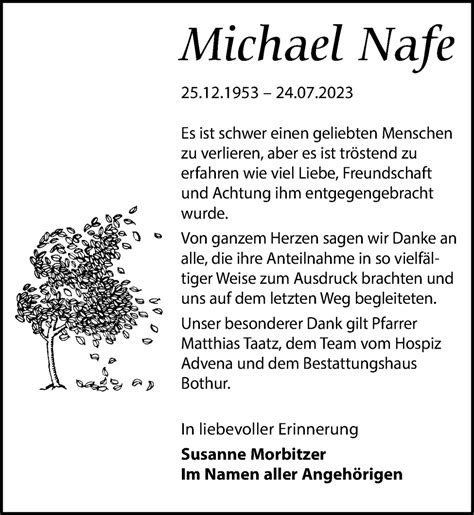 Traueranzeigen Von Michael Nafe Trauer Anzeigen De