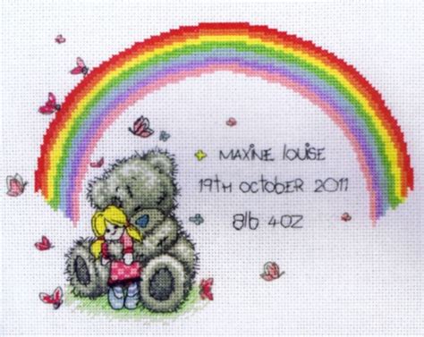 Tatty Teddy Rainbow Birth Sampler Cross Stitch Kit By Anchor