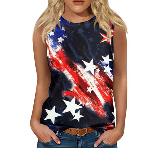 Kddylitq Ladies Patriotic Tank Tops Celebrate Independence Day Star