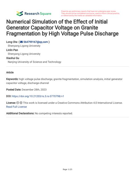 Pdf Numerical Simulation Of The Effect Of Initial Generator Capacitor