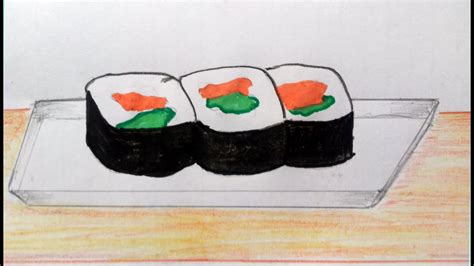 Sushi Drawing Easy Tutorial How To Draw Sushi Easy Step By Step YouTube