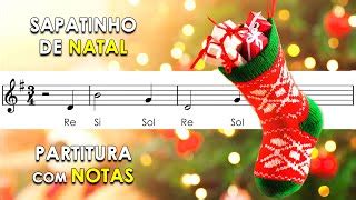 Sapatinho De Natal Partitura Notas Para Flauta Doce Violino