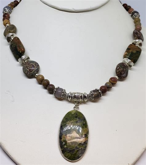 Rhyolite Rain Forest Jasper Beaded Necklace N276