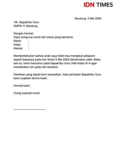 Contoh Surat Izin Yang Formal Contoh Surat Resmi