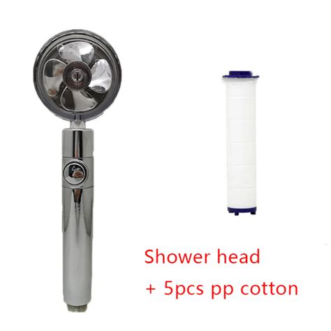 Shower Head Water Saving Flow Degrees Rotating With Small Fan Abs