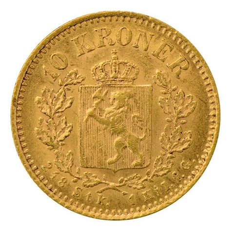 1877 Norge 10 Kroner 4 03 Gram Gull Kv 1 M Etui FINN Torget