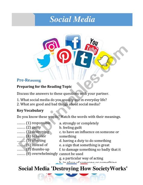 Social Media Marketing Worksheet