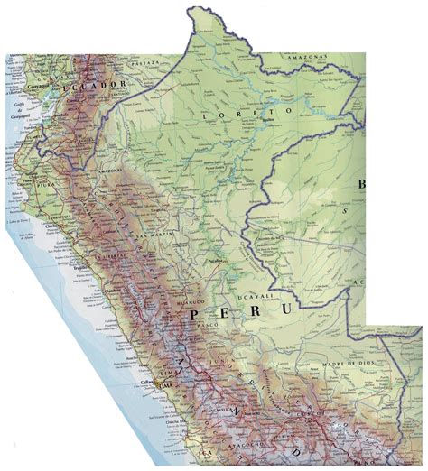 Grande Mapa De Perú Con Carreteras Y Ciudades Perú América Del Sur