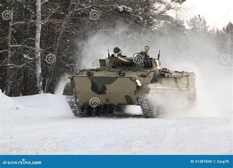 BMP-3M on Cruise Trials in the Winter Forest Stock Photo - Image of ...