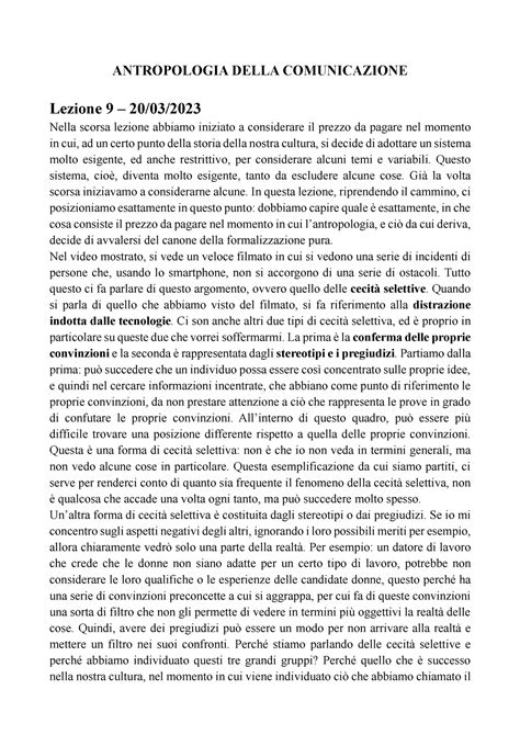 Antropologia Della Comunicazione Lezioni 9 10 11 ANTROPOLOGIA DELLA