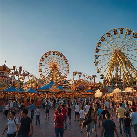 Premium Photo A Crowd Of People Are Gathered At A Carnival With A