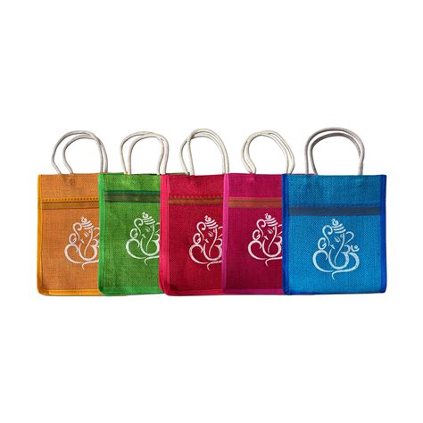 Ganesha Print Jute Bags Perfect For Indian Return Gifts Indiafancy