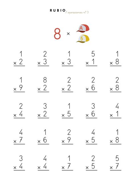 Fichas De Multiplicaciones De Una Cifra Para Imprimir De Primaria