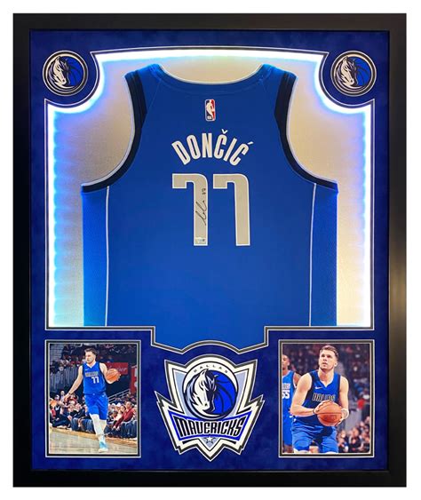 Luka Doncic Signed Mavericks Custom Framed Nike Swingman Jersey Display