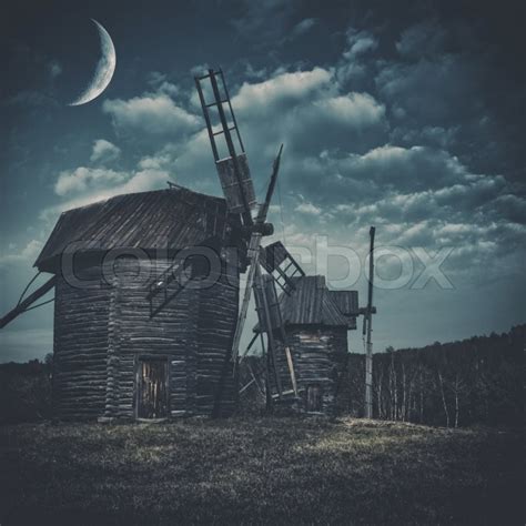 Spooky landscape with few haunted wind ... | Stock image | Colourbox
