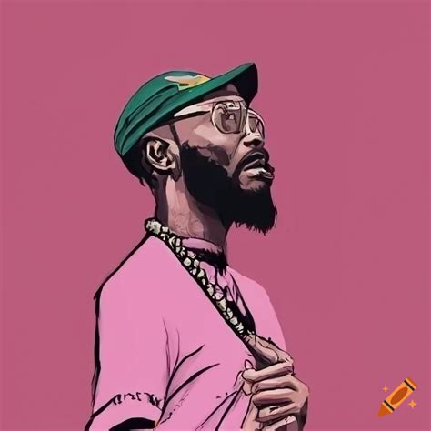 Simple Drawing Of Famous Rapper Jpegmafia Rapping Into A Microphone