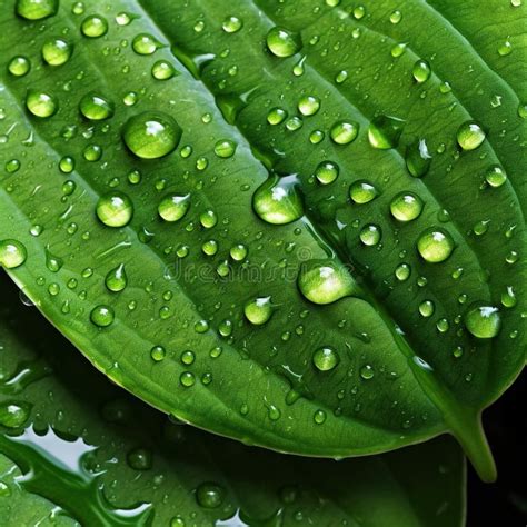 Water Drops On Green Leaf Rain Drops On Green Leaf Macro Photo Water