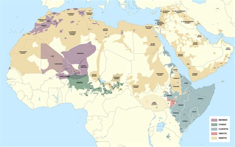 Detailed map of Afroasiatic languages in Africa and the Middle East by ...