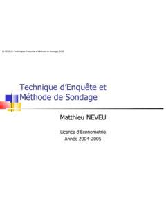 Technique dEnquête et Méthode de Sondage technique d enqu 234 te et