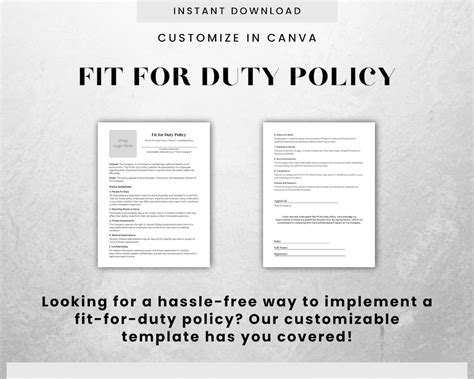 Fit for Duty Policy Canva Editable Template Employee Policy Business ...