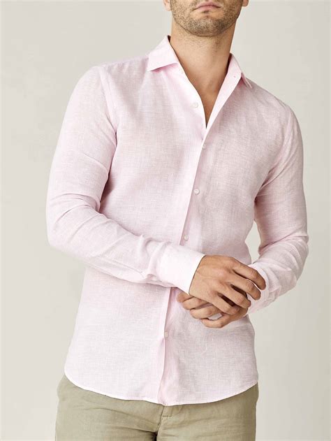 Luca Faloni Striped Light Pink Portofino Linen Shirt | ModeSens