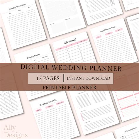 Digital Wedding Planner Wedding Planner Printable Wedding Plan Bundle