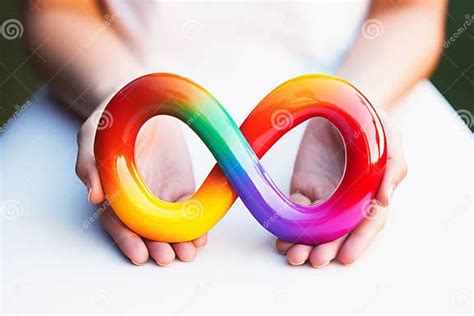 Autismo Símbolo De Arco Iris Infinito Signo En Mano Chica Conciencia