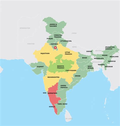 India Map With Border Countries