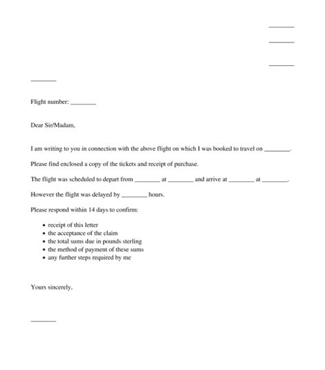 Flight Delay Compensation Letter Template ~ Resume Letter