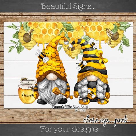 Honey Bee Gnomes Honey Bee Gnome Bumble Bee Gnome Sign Etsy