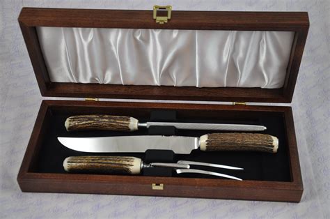 Buy Cased Genuine Genuine Stag Horn Antler Handle Piece Carving Set