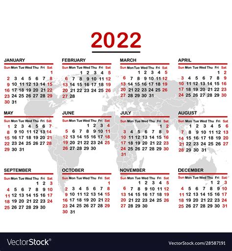 2022 Calendar With World Map And Time Zones Vector Image Images