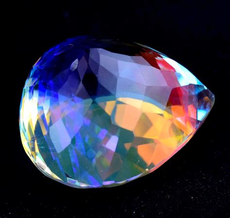 80 Ct Natural Mystic Topaz Rainbow Color Pear Cut Certified Gem Ebay