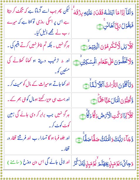 Surah Al Fajr Urdu Quran O Sunnat