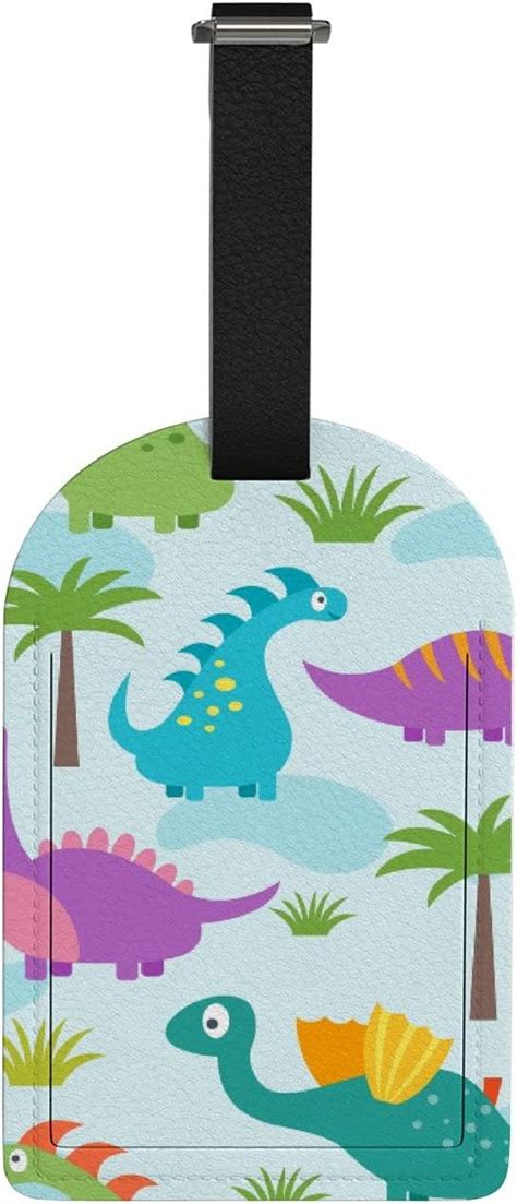 Hyjoy Cute Dinosaur Purple Luggage Tags 1 Piece PU Leather Travel ID