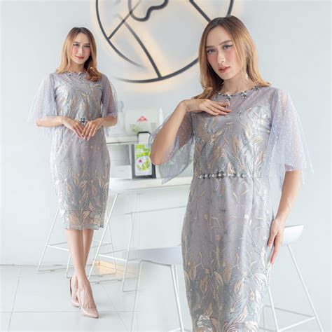 Jual Promo Dress Natalan Maria Brokat Tille Payet Manual Model Baru