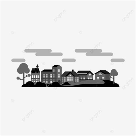 Urban Town House Architecture Silhouette Clipart Vector House Clipart