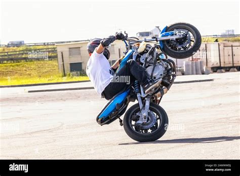 st petersburg russia june  moto rider making   difficult