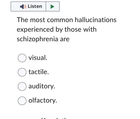 Solved Listen The Most Common Hallucinations Experienced By Chegg