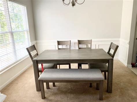 Stratford Hayden Gray 6 Piece Dining Set With Bench Big Lots Farmhouse Dining Chairs