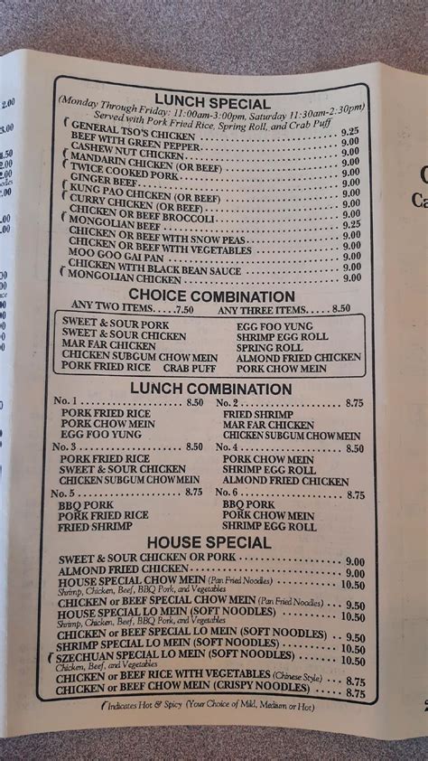 Menu At Chens Chinese Restaurant Hermiston