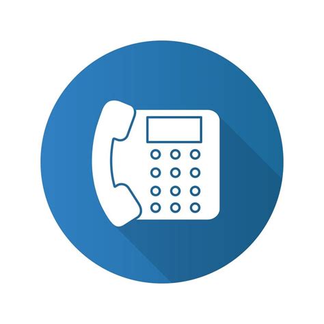 Landline Phone Flat Design Long Shadow Glyph Icon Office Telephone