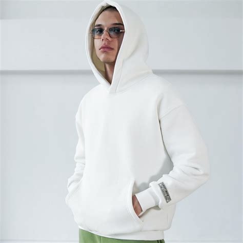 Mens Oversized Embossed 3d Print Detail White Hoodie Martin Valen