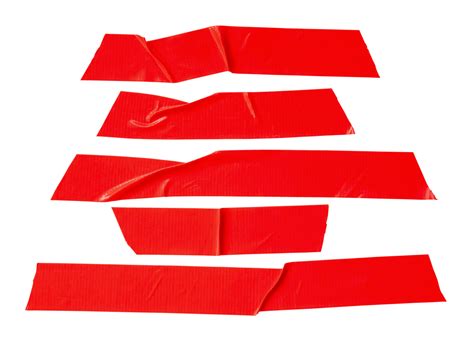 Set of red scotch tape or adhesive vinyl tape in stripe isolated with ...