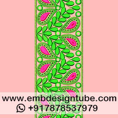 pink  green border  intricate design fabric crafts