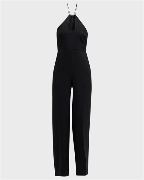 Halston Ema Cutout Wide Leg Halter Jumpsuit Neiman Marcus