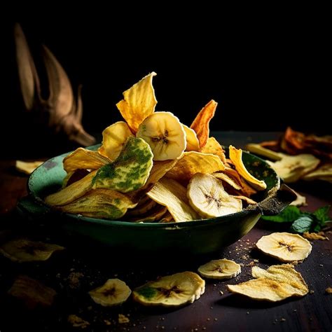 Premium AI Image | Crispy Green Banana Chips Delightful with Peel