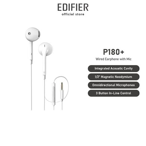 Edifier P180 Plus Wired Built in Mic Earphone | Shopee Malaysia