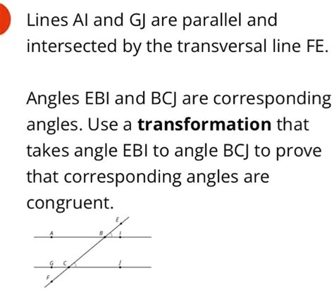 Solved Lines Ab And Gj Are Parallel And Intersected By The Transversal Line Fe Angles Ebl And